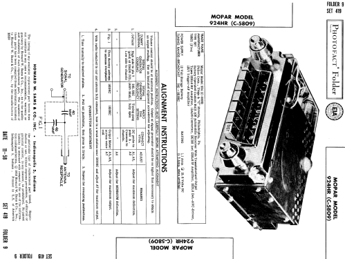 924HR Ch= C-5809; Philco, Philadelphia (ID = 768986) Car Radio