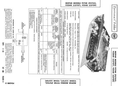 C-5709 Mopar 921HR; Philco, Philadelphia (ID = 2536200) Car Radio