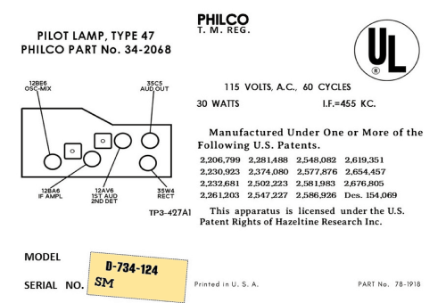 D-734 ; Philco, Philadelphia (ID = 3110057) Radio