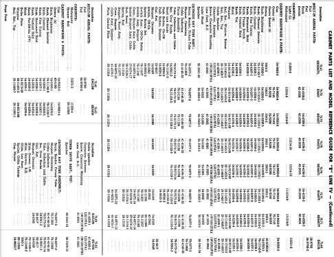 E Line TV Model-Chassis Cross Reference List ; Philco, Philadelphia (ID = 1180845) Paper