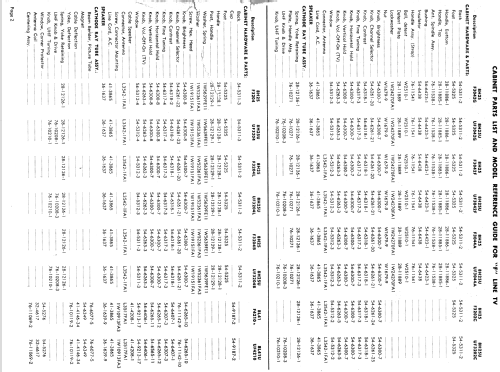 F Line TV Model-Chassis Cross Reference List ; Philco, Philadelphia (ID = 1180543) Paper