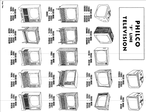 F Line TV Model-Chassis Cross Reference List ; Philco, Philadelphia (ID = 1180548) Paper