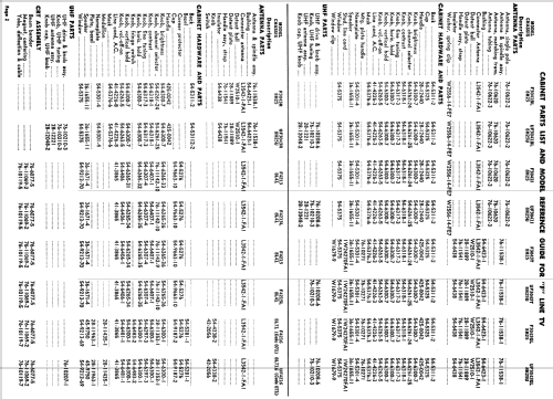 F Line TV Model-Chassis Cross Reference List ; Philco, Philadelphia (ID = 1180554) Paper