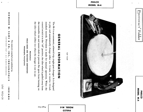 M-4 Automatic Record Changer; Philco, Philadelphia (ID = 528099) R-Player