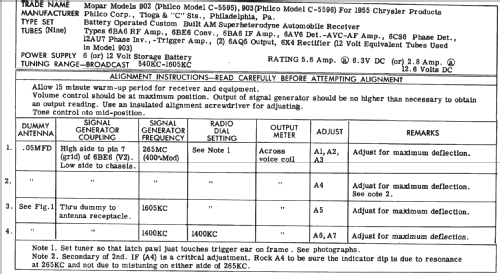 Mopar 902 Ch= C-5595; Philco, Philadelphia (ID = 238640) Car Radio