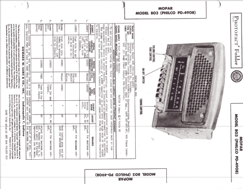 Mopar 803 PD-4908; Philco, Philadelphia (ID = 1330730) Car Radio