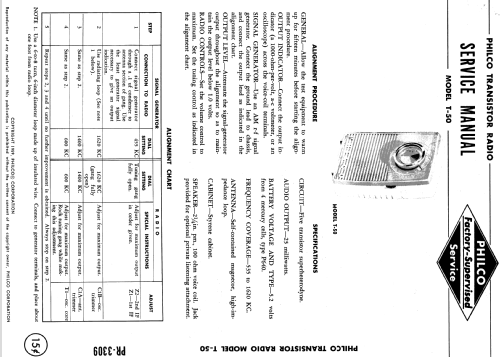 Transistor T-50-124; Philco, Philadelphia (ID = 1179127) Radio