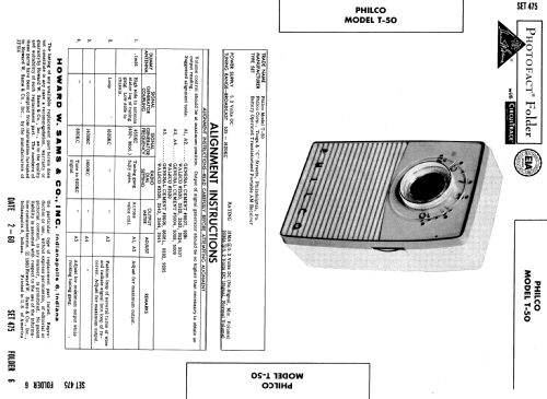 Transistor T-50-124; Philco, Philadelphia (ID = 545945) Radio