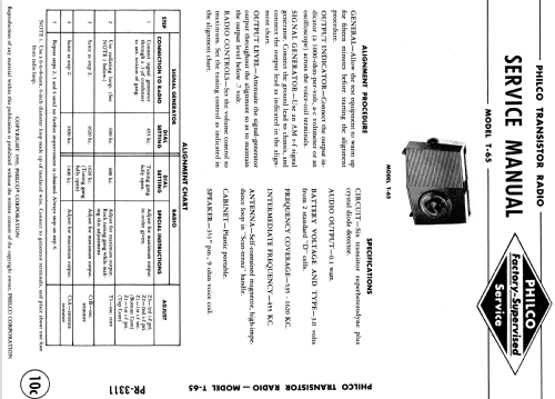 Transistor T65-124; Philco, Philadelphia (ID = 1179070) Radio