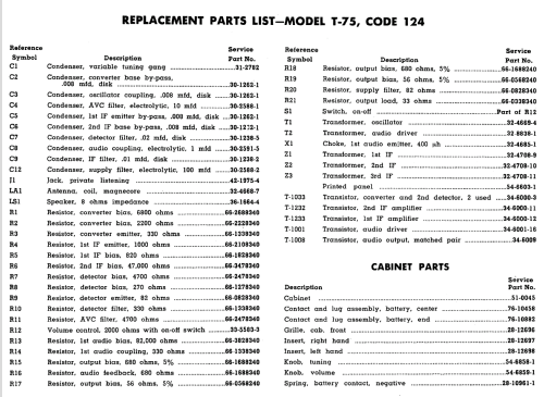 T-75 Code 124; Philco, Philadelphia (ID = 1179125) Radio