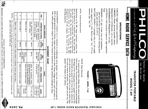 Eight Transistor T-89 Code 124; Philco, Philadelphia (ID = 1917910) Radio