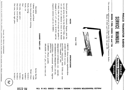 Transistor T-900-124; Philco, Philadelphia (ID = 1179916) Radio