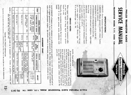 T-77BK Code 124; Philco, Philadelphia (ID = 2028322) Radio