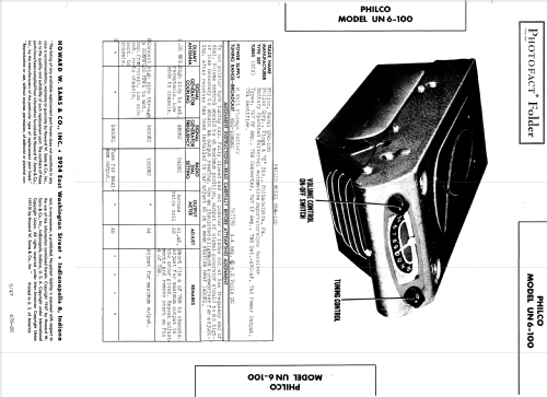 UN6-100 ; Philco, Philadelphia (ID = 836026) Car Radio