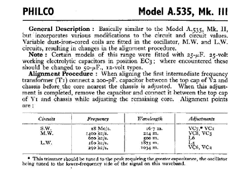 A535B MKll; Philco Radio & (ID = 261242) Radio