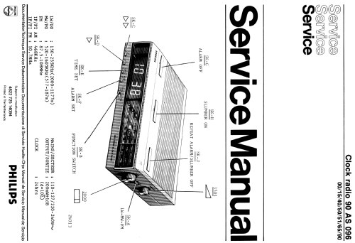 Clockradio 90AS096 /00 /15 /40 /50 /51 /65 /90; Philips; Eindhoven (ID = 1912195) Radio