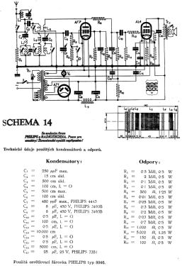 Dvoulampový přijímač na střídavý proud - 2-Tube AC Receiver Schema 14; Philips akc. spol., (ID = 3047579) Kit