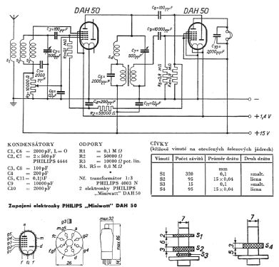 Přenosný bateriový přijímač - Portable Battery Receiver Schema 50; Philips akc. spol., (ID = 2677081) Kit