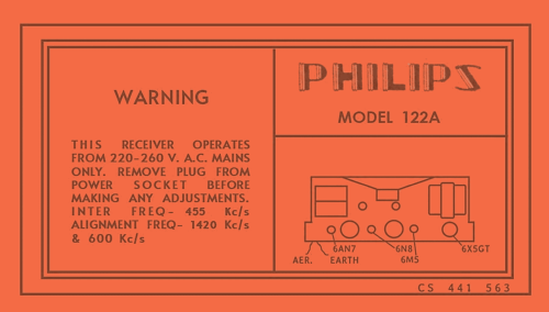 Jubilee 4 122A; Philips Australia (ID = 3009245) Radio