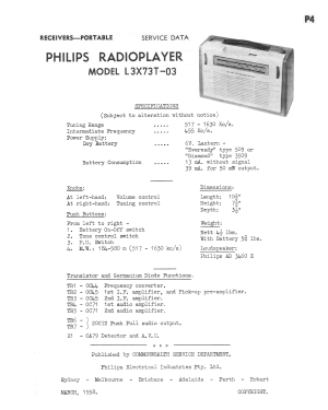 Radioplayer L3X73T /03; Philips Australia (ID = 2747742) Radio