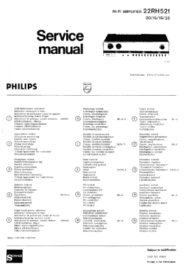 22RH521 /00Z; Philips Belgium (ID = 3105415) Ampl/Mixer