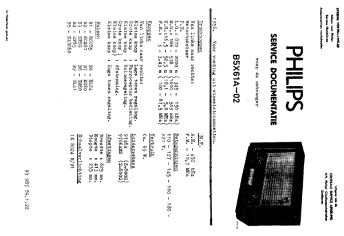 B5X61A /02; Philips Belgium (ID = 2394095) Radio