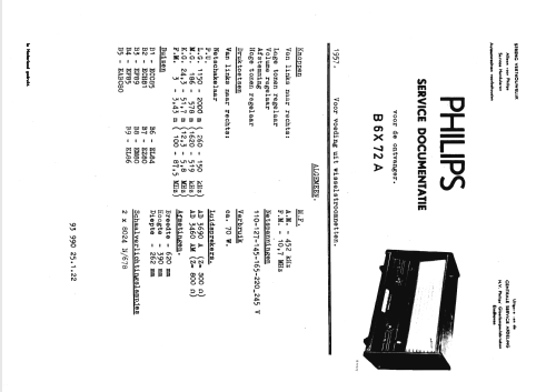 B6X72A; Philips Belgium (ID = 2531734) Radio