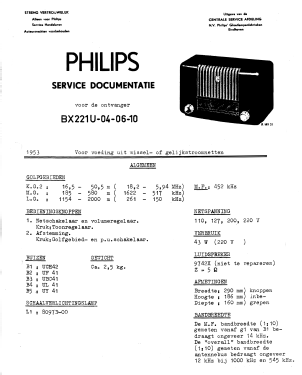 BX221U /10; Philips Belgium (ID = 3032510) Radio