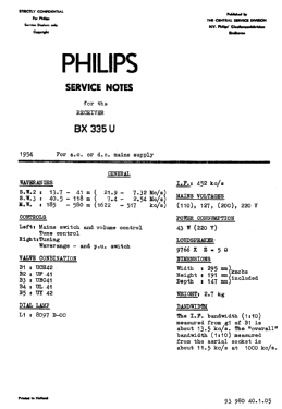 BX335U; Philips Belgium (ID = 2891997) Radio