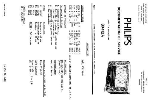 BX410A; Philips Belgium (ID = 2555138) Radio