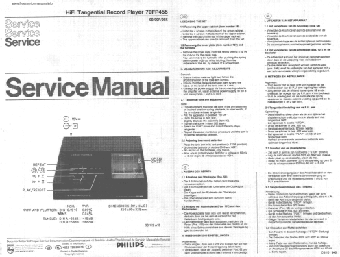 Full Automatic Tangential Record Player FP455 70FP455 /00 /00R /00X; Philips Belgium (ID = 2372250) R-Player