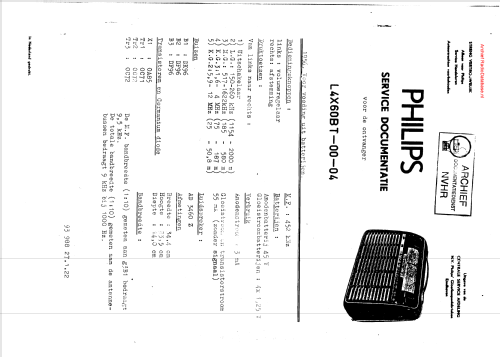 L4X60BT; Philips Belgium (ID = 2521377) Radio