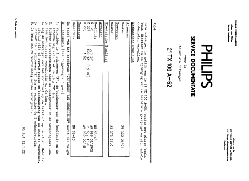 21TX100A /00 /62; Philips; Eindhoven (ID = 2672840) Fernseh-E