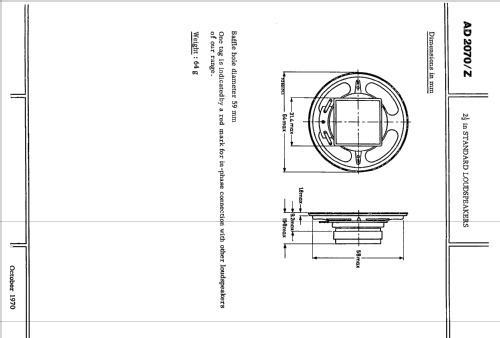 2-1/2 inch Round Standard Loudspeaker AD2070 /Z4 /Z8 /Z15 /Z25; Philips; Eindhoven (ID = 2414953) Speaker-P