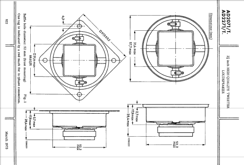 2-1/4 inch High Quality Square Tweeter Loudspeaker AD2271 /T4 /T8; Philips; Eindhoven (ID = 2414940) Speaker-P