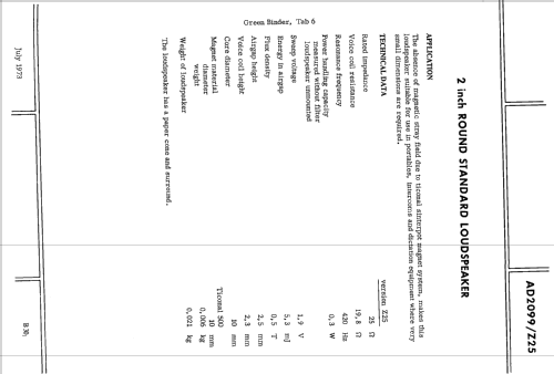 2 inch Round Standard Loudspeaker AD2099 /Z25; Philips; Eindhoven (ID = 2414958) Speaker-P