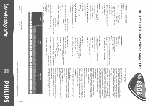 32PW8506 /05 /12 /12R; Philips; Eindhoven (ID = 2062837) Television