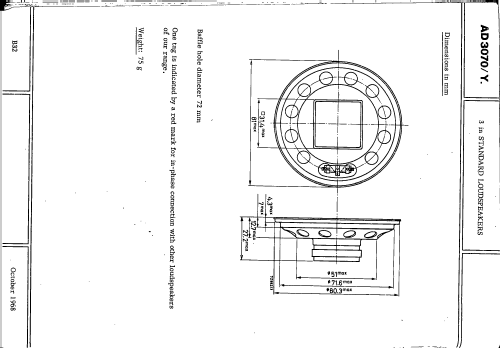 3 inch Round Standard Loudspeaker AD3070 /Y4 /Y8 /Y15 /Y25; Philips; Eindhoven (ID = 2415110) Parleur