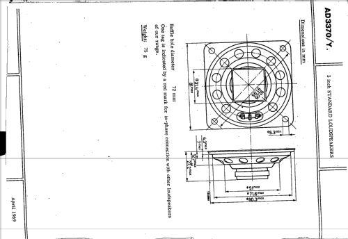 3 inch Square Standard Loudspeaker AD3370 /Y4 /Y8 /Y15 /Y25; Philips; Eindhoven (ID = 2419572) Speaker-P