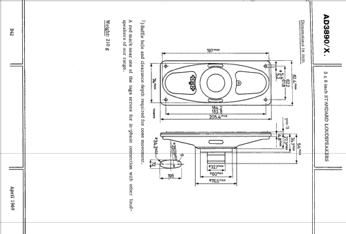 3 X 8 inch Oval Standard Loudspeaker AD3890 /X4 /X8 /X800; Philips; Eindhoven (ID = 2415001) Speaker-P