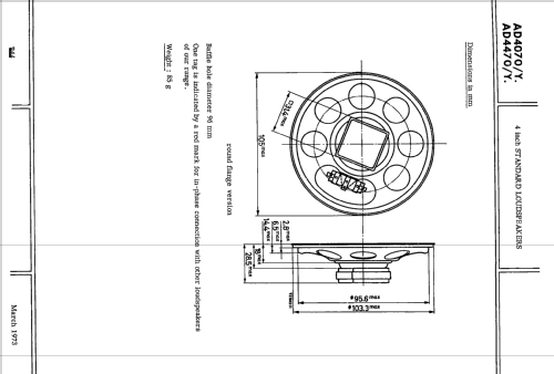 4 inch Round Standard Loudspeaker AD4070 /Y4 /Y8 /Y15 /Y25; Philips; Eindhoven (ID = 2415118) Speaker-P