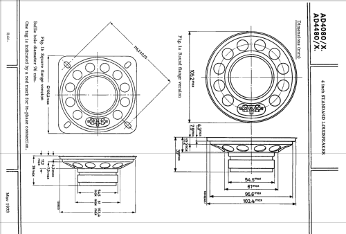 4 inch Square Standard Loudspeaker AD4480 /X4 /X8 /X15 /X25; Philips; Eindhoven (ID = 2415130) Speaker-P