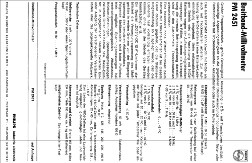 AC-mV-Meter PM2451; Philips; Eindhoven (ID = 2152859) Equipment