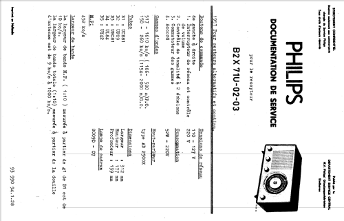 B2X71U /00 /02 /03; Philips; Eindhoven (ID = 1615519) Radio