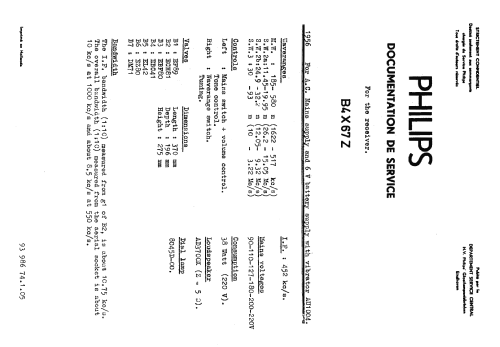 B4X67Z; Philips Belgium (ID = 2554082) Radio