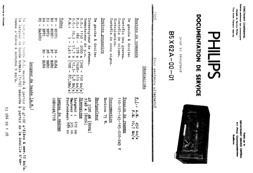 B5X62A /00 /01; Philips; Eindhoven (ID = 1621588) Radio