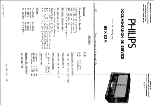 Bi-Ampli B6X63A; Philips; Eindhoven (ID = 1623365) Radio