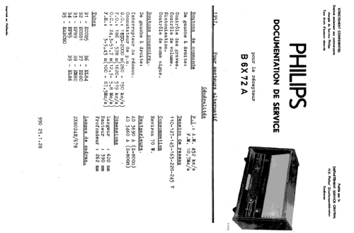 B6X72A; Philips; Eindhoven (ID = 1623388) Radio