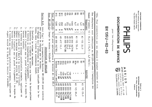 BX135U /62 /63; Philips; Eindhoven (ID = 1967020) Radio