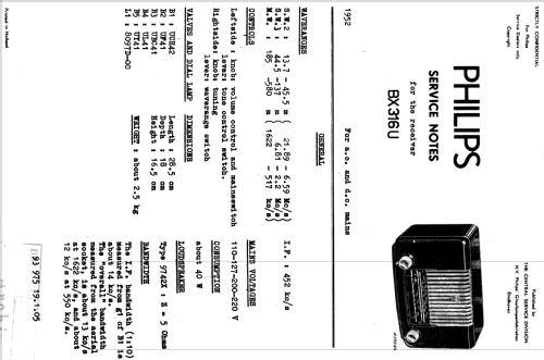 BX316U /09; Philips Belgium (ID = 2225509) Radio